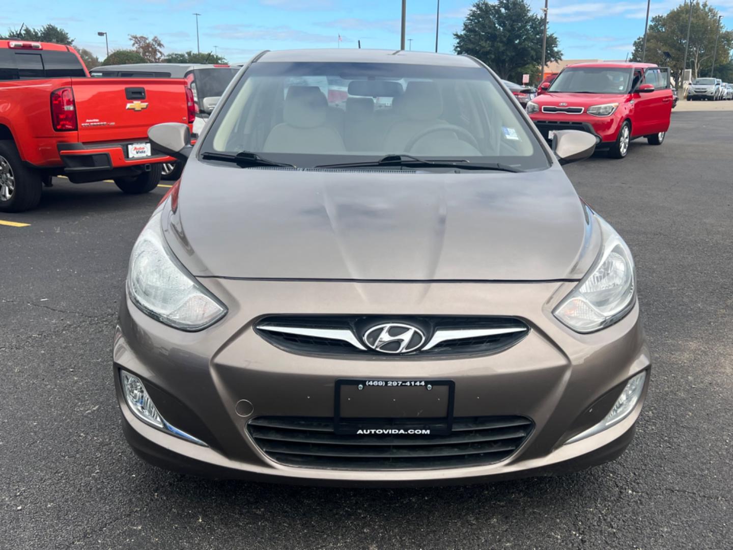 2013 BROWN HYUNDAI ACCENT GLS GLS 4-Door (KMHCU4AE3DU) with an 1.6L L4 DOHC 16V engine, located at 420 I-35E, Lancaster, TX, 75146, (469) 297-4144, 32.593929, -96.823685 - Photo#8